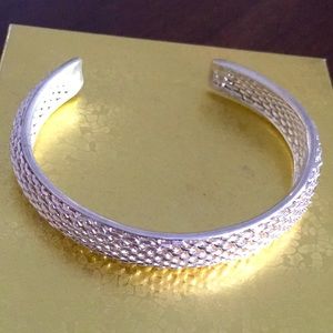 Chunky silver cuff bangle bracelet